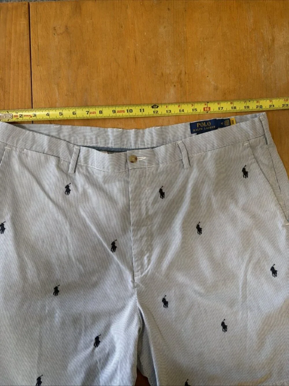 Polo Ralph Lauren Mens 42  Prospect Shorts Seersucker Blue White Pony Logo